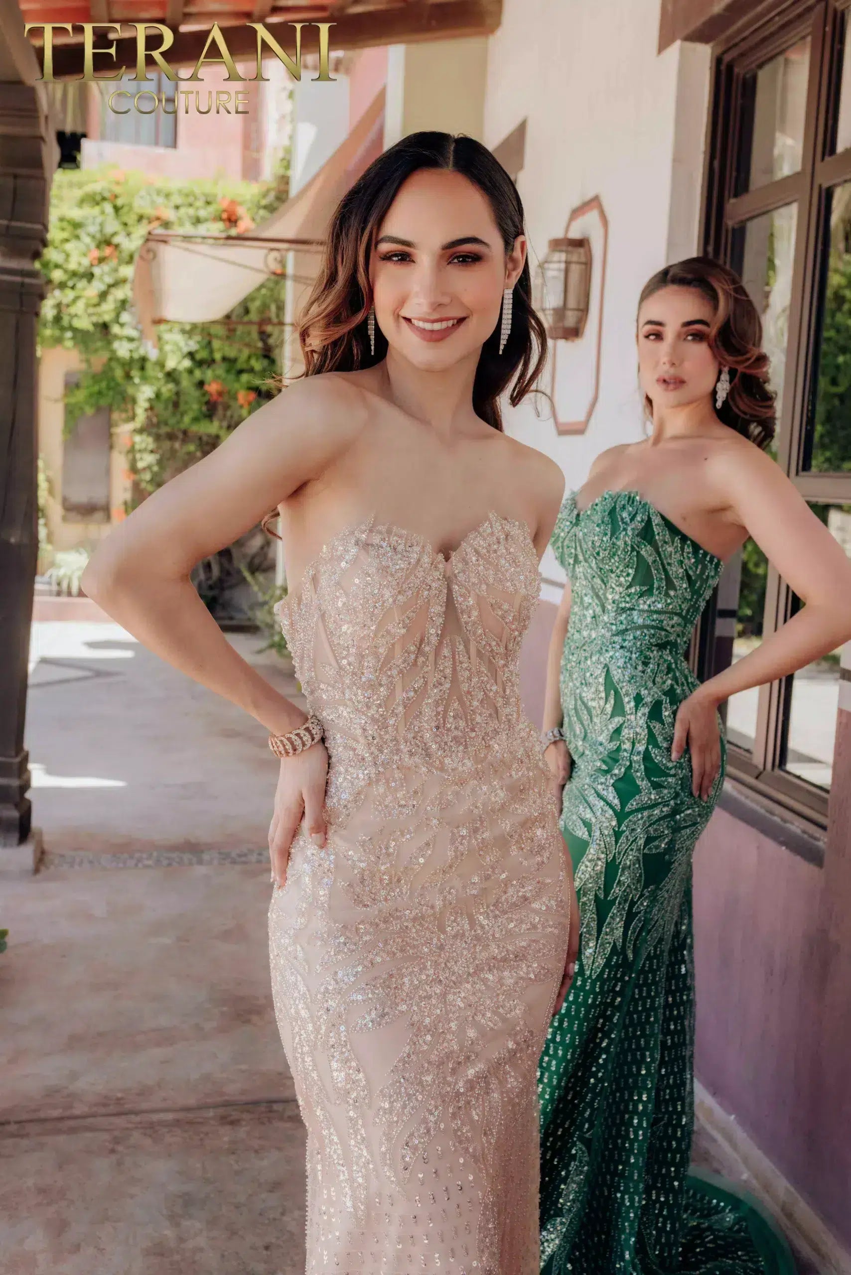 Strapless Embroidery Sparkly Mermaid Long Dress - 232GL1442