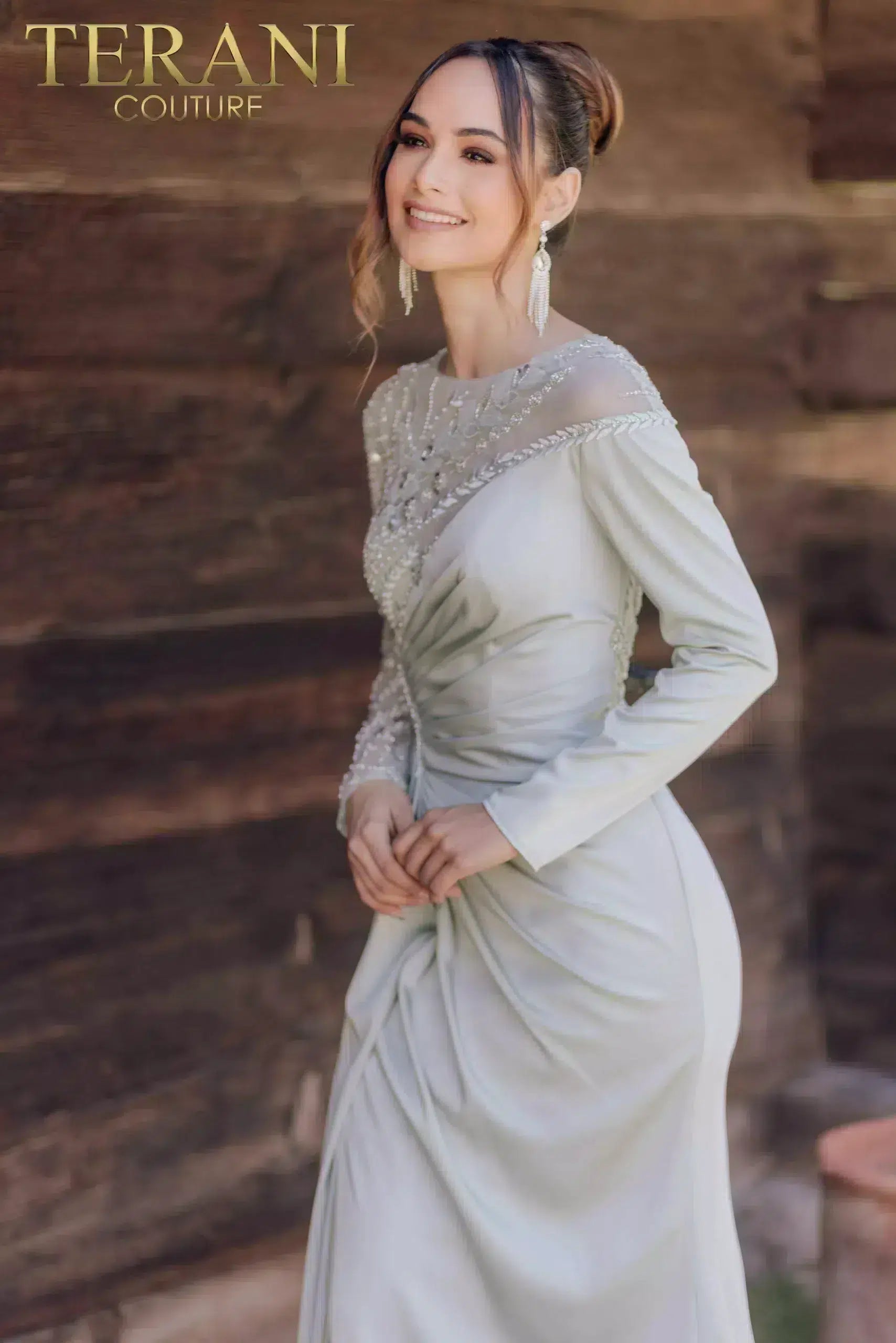 One Sleeve Satin A-line Long Embroidered Evening Dress - 232E1335 One Sleeve Satin A-line Long Embroidered Evening Dress - 232E1335