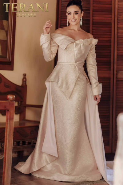 Structured Bodice A-line Long Sleeves Overskirt Dress - 232M1535