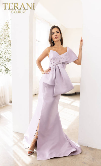 241E2468 Off-Shoulder Trumpet Asymmetrical Sparkly Column Evening Dress