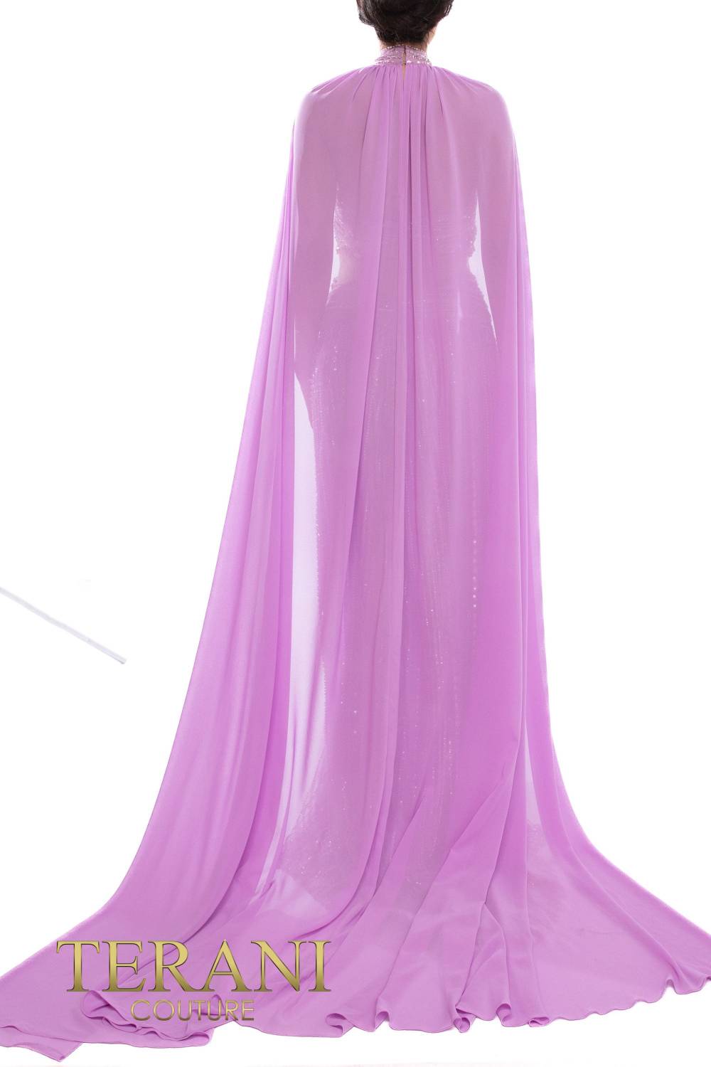 241GL2622 Halter Neck Metallic Foil Column Evening Dress