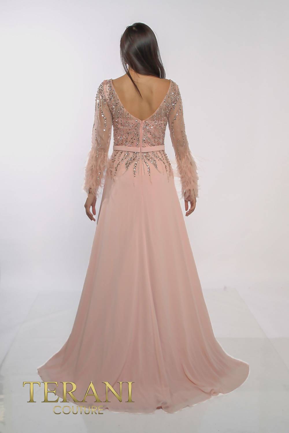 241M2718 Long Sleeves Chiffon Sheath Evening Dress