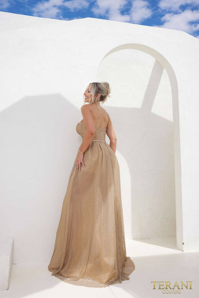 241P2092 Sweetheart Neckline Sleeveless Nude Ballgown Prom Dress