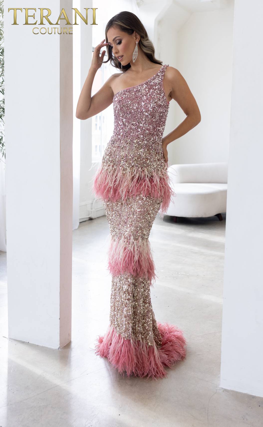 241GL2602 Asymmetrical Tulle Rose Gold Column Evening Dress 241GL2602 Asymmetrical Tulle Rose Gold Column Evening Dress