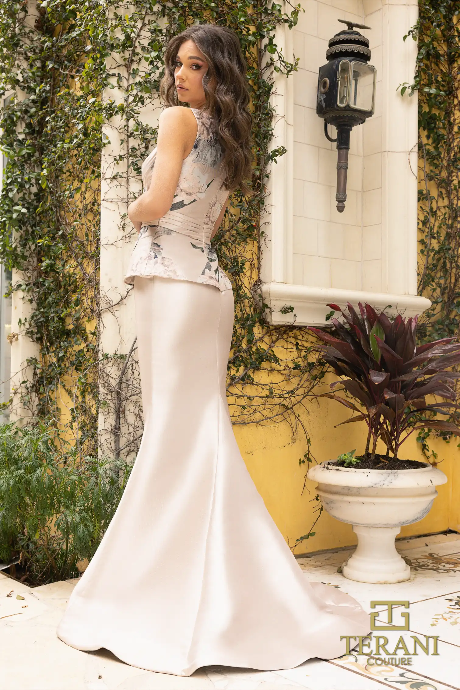 Jacquard Column Champagne Dress
