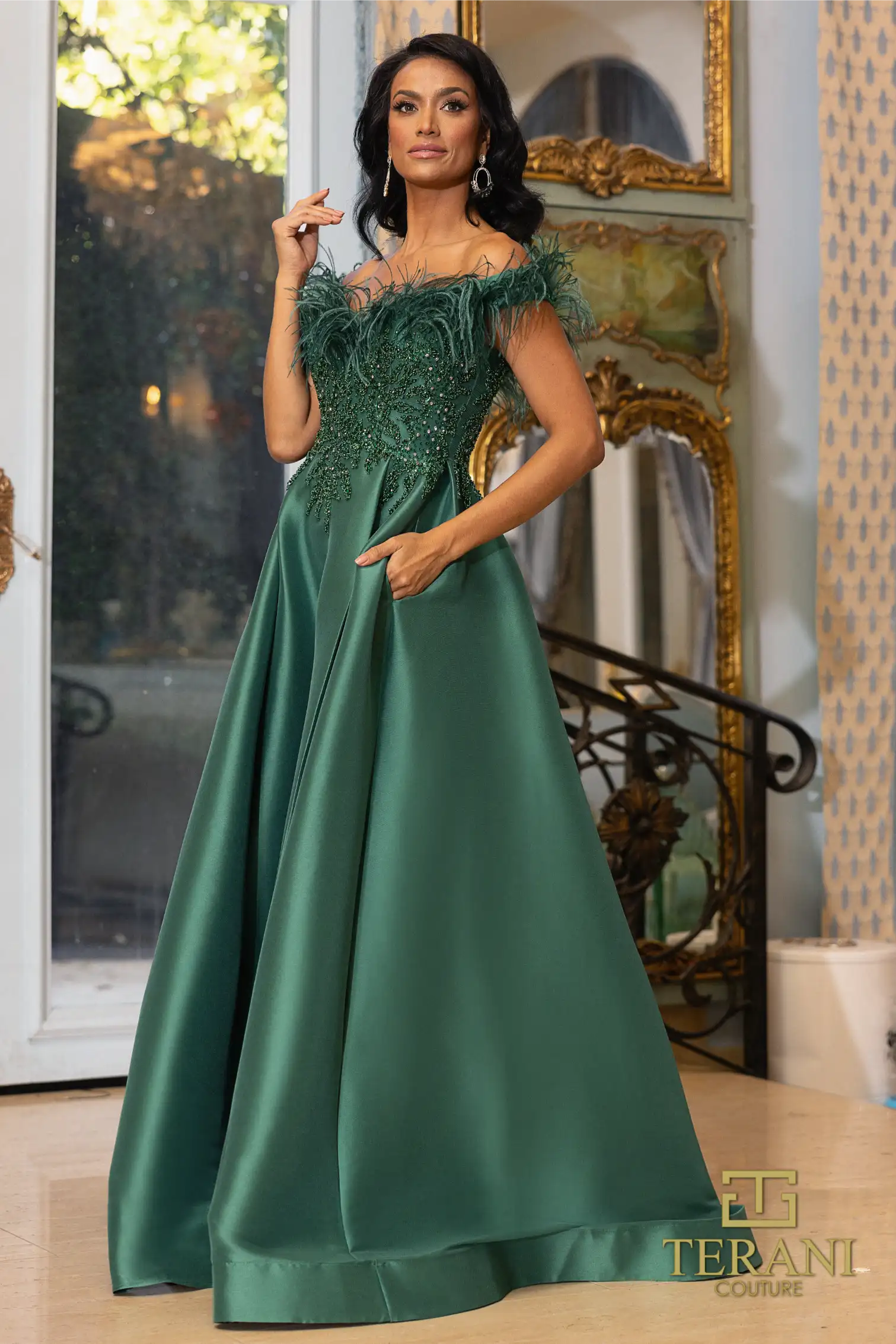 Emerald Off-Shoulder Ballgown