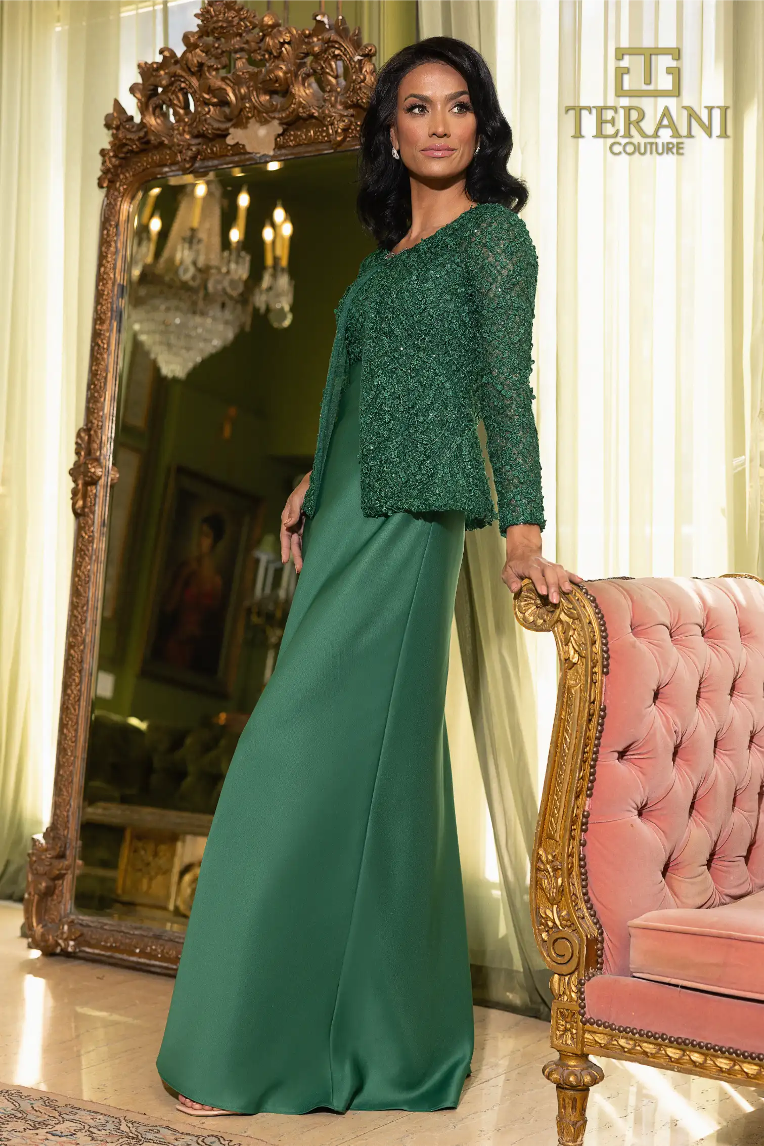 antonia maxi dress hunter green 242M3412 Hunter Mikado Sleeveless Long Column Dress