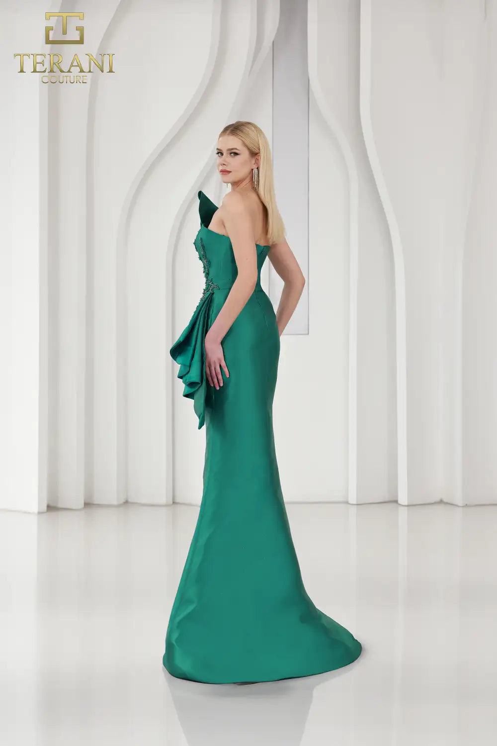 251E4265 Asymmetrical Sleeveless Trumpet Evening Dress