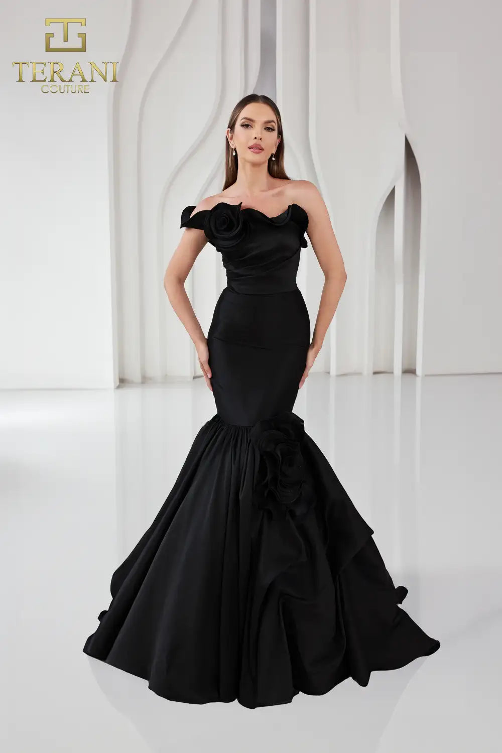 251E4272 Trumpet Mikado Asymmetrical Sleeveless Evening Dress