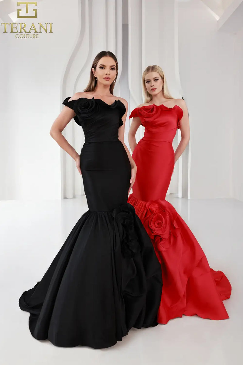 251E4272 Trumpet Mikado Asymmetrical Sleeveless Evening Dress
