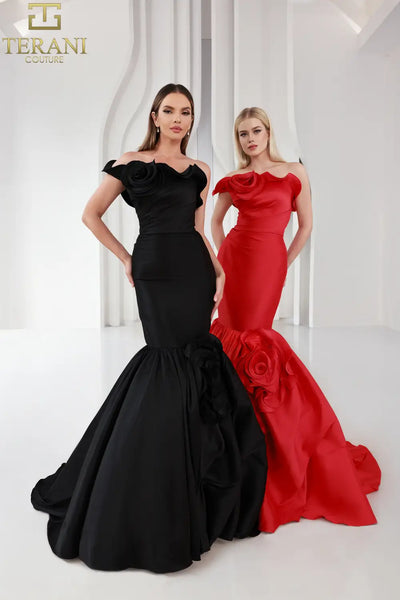 251E4272 Trumpet Mikado Asymmetrical Sleeveless Evening Dress
