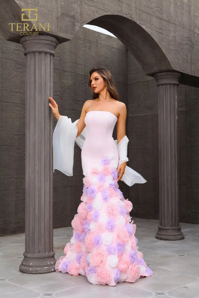251P4091 Strapless Trumpet Baby Pink Long Prom Dress