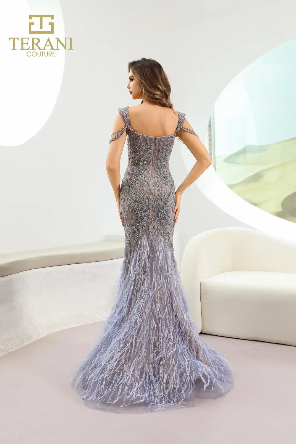 251GL4197 Sweetheart Denim Nude Trumpet Pageant Dress