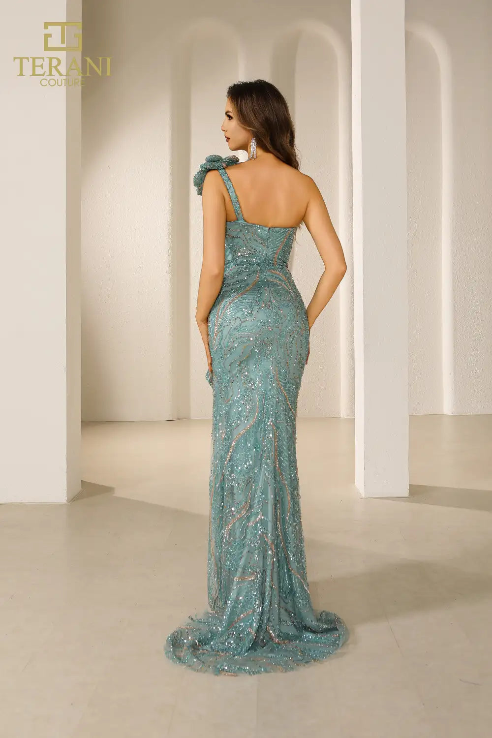 251GL4354 Trumpet Sleeveless Beaded Tulle Pageant Dress