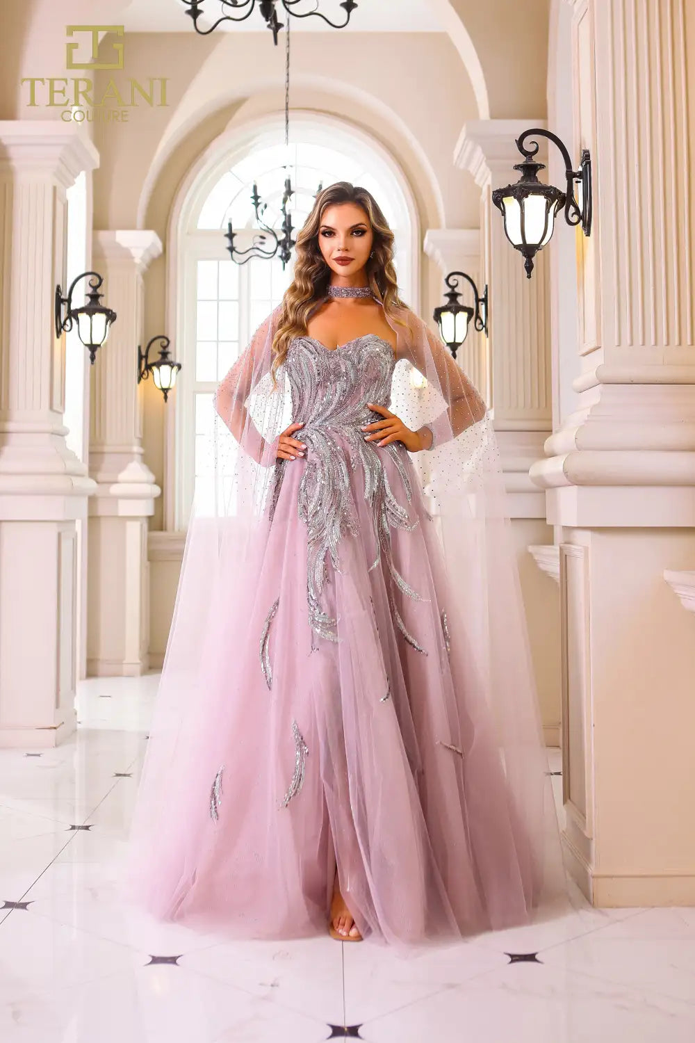 251M4410 Beaded Tulle Sleeveless Sweetheart Ballgown Dress