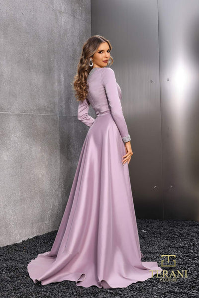 252E5108 - Fit and Flare Long With Overskirt Evening Dress