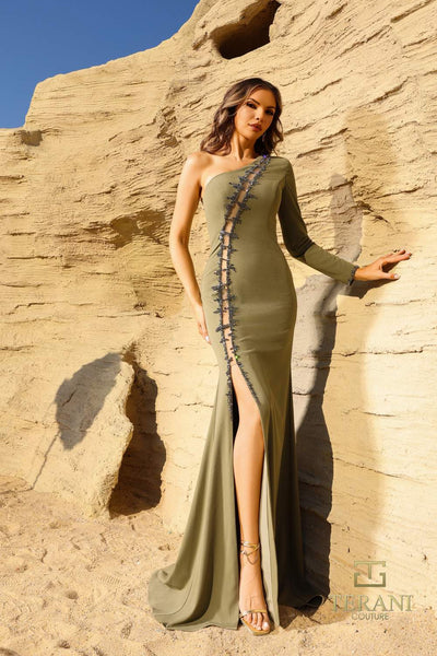 252E5112 - Fit and Flare Long Evening Dress