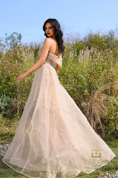 252E5125 - Bodycon Long With Overskirt Evening Dress