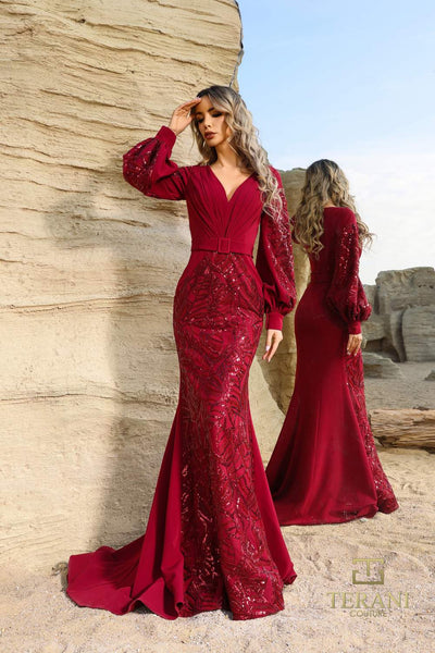 252E5129 - Fit and Flare Long Evening Dress