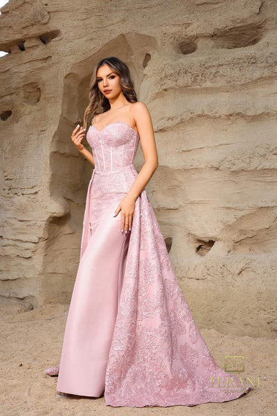 252E5134 - Fit and Flare Long With Overskirt Evening Dress