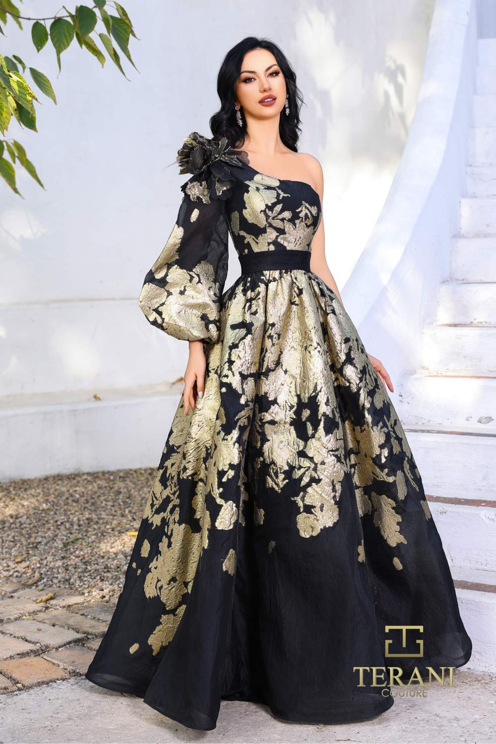 252E5140 - Metallic Organza Ballgown Long Evening Dress 252E5140 - Metallic Organza Ballgown Long Evening Dress