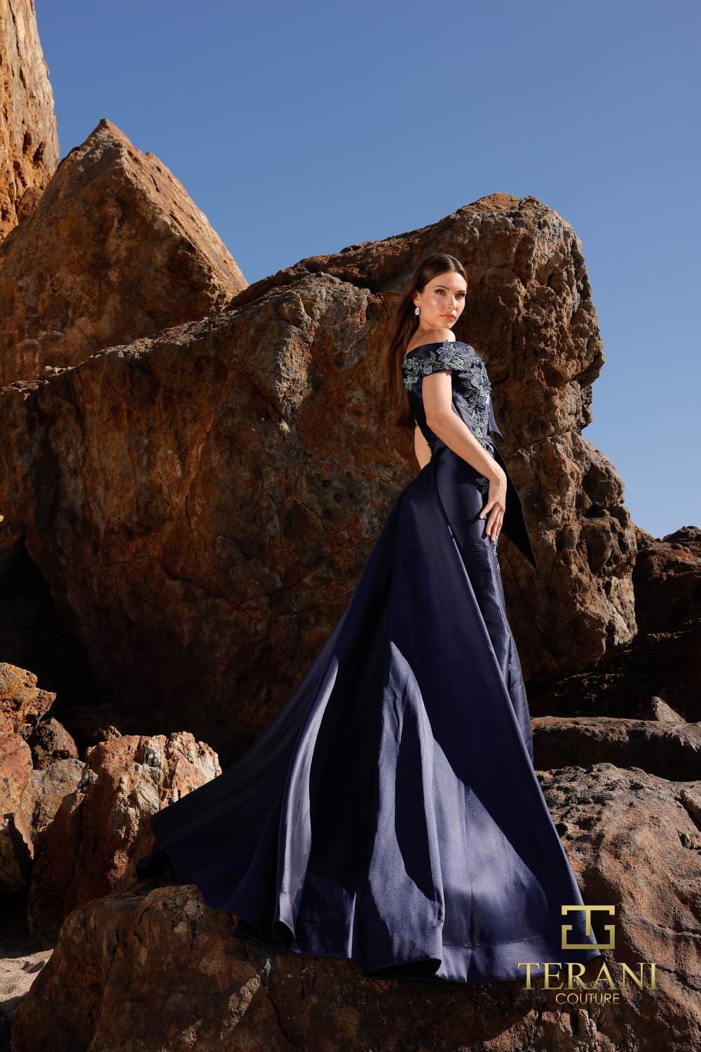 252M5309 - One Shoulder Fit and Flare Long MOB Dress