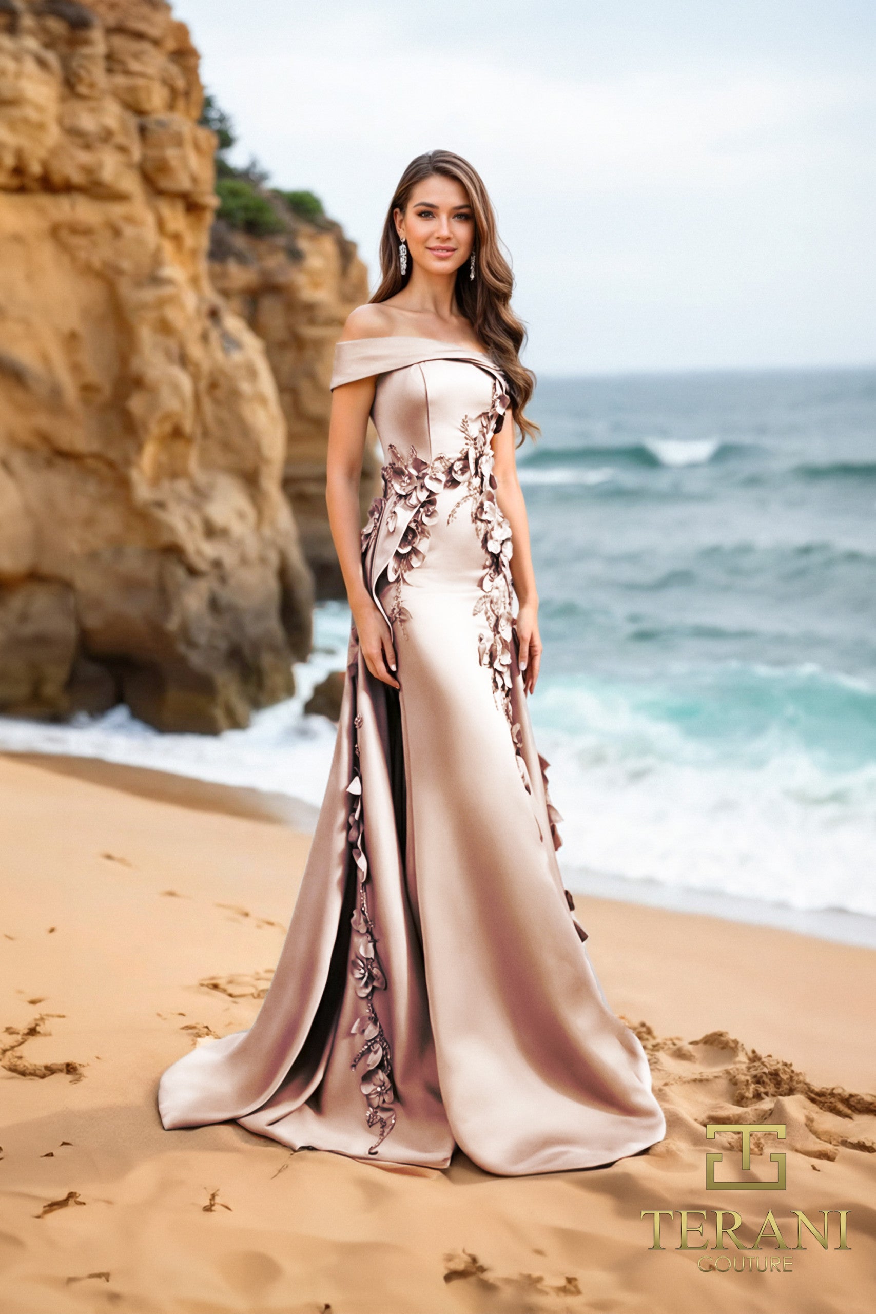 252M5317 - Off Shoulder Long Long MOB Dress