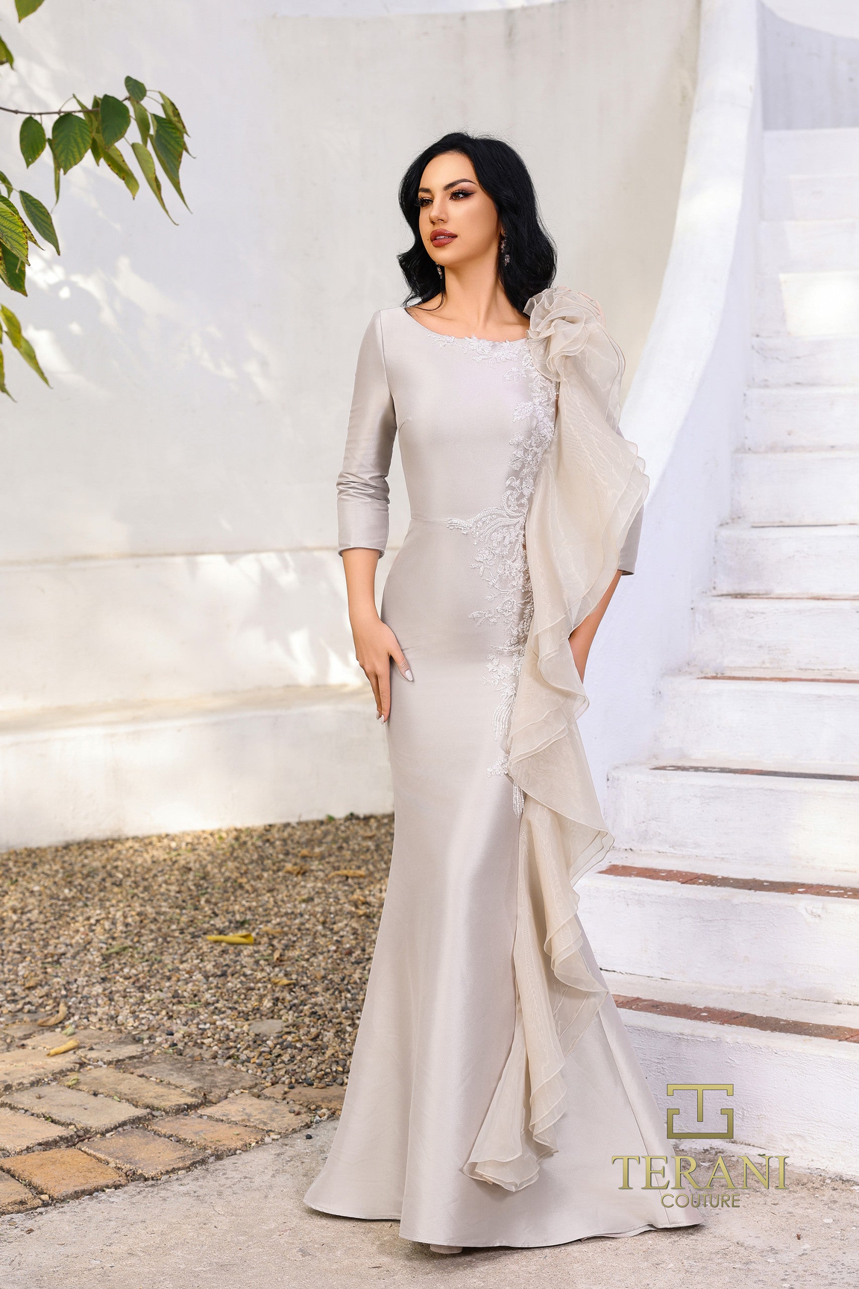 252M5353 - Fit and Flare Long MOB Dress