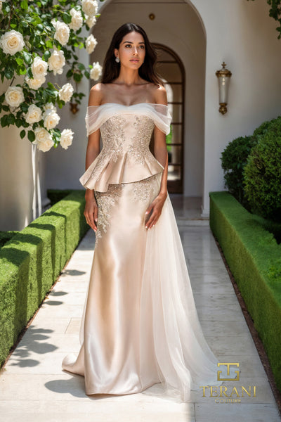 252M5357 - Side Train Long MOB Dress