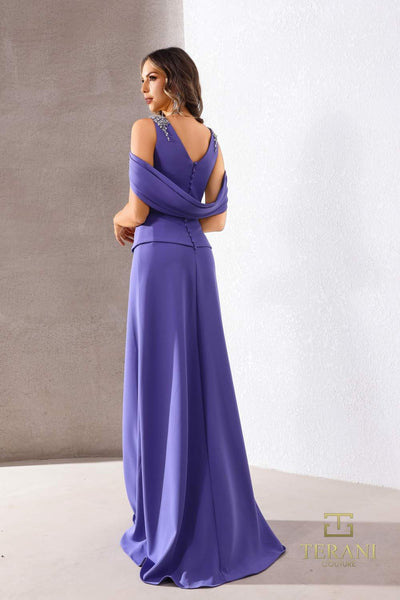 252M5373 - Cold Shoulder Long MOB Dress
