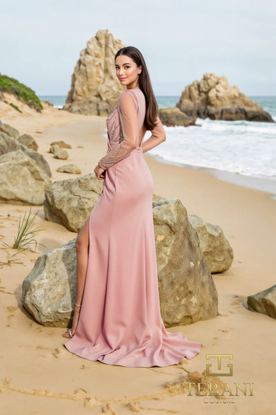 252M5377 - Fit and Flare Long Long Sleeves MOB Dress