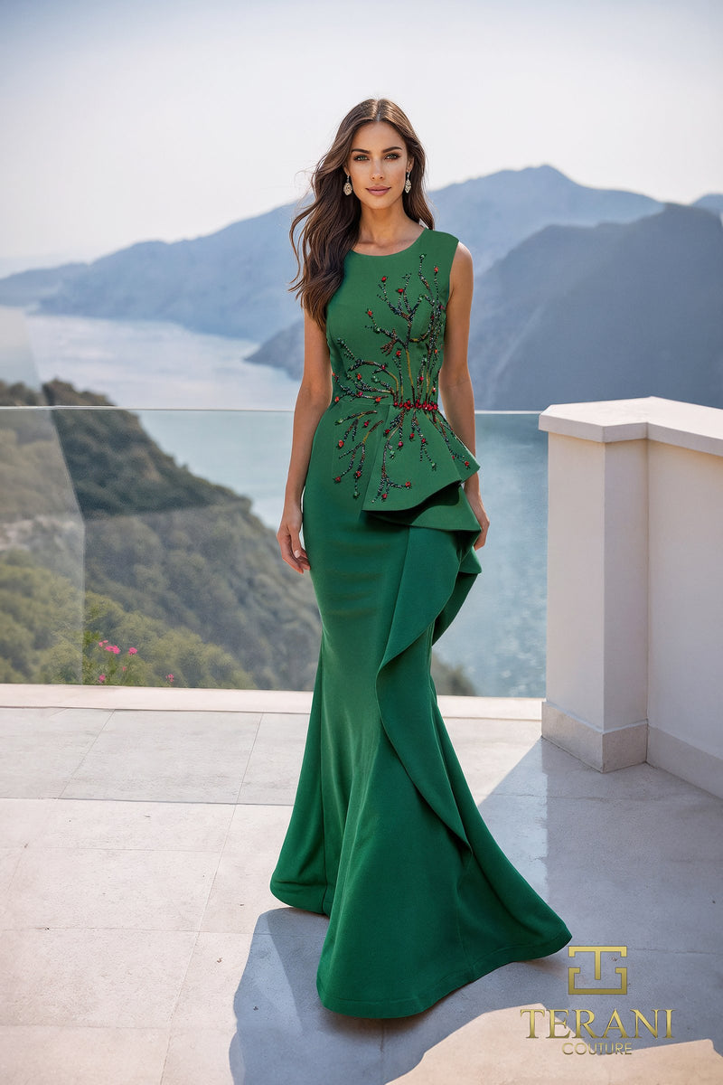 Round Bateau Crepe Mermaid Gown - 261E6750