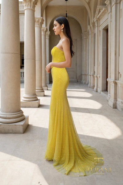 Draped Cowl Neck Fishnet Sheath Gown - 261P6187