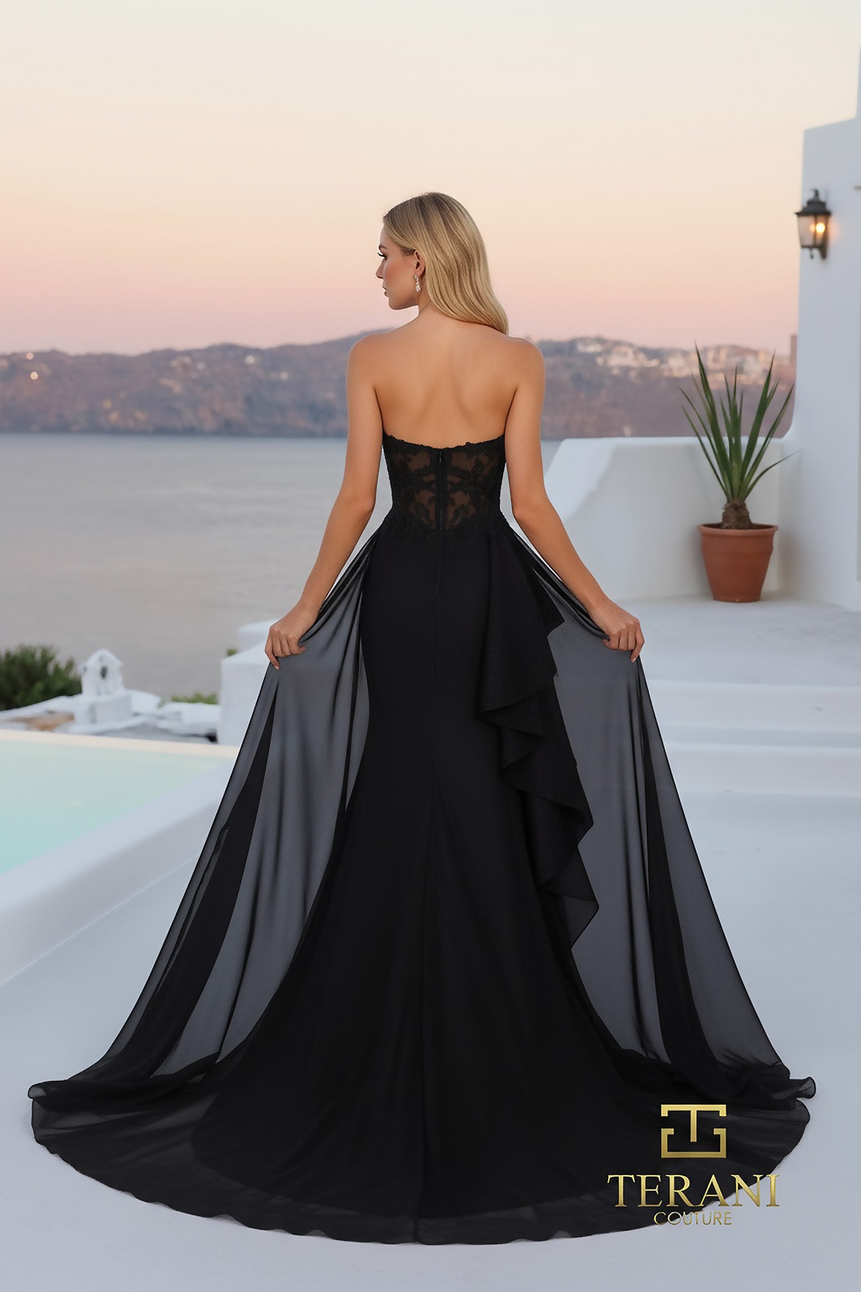 Sweetheart Mikado & Lace Fit & Flare Gown with Slit - 261P6261