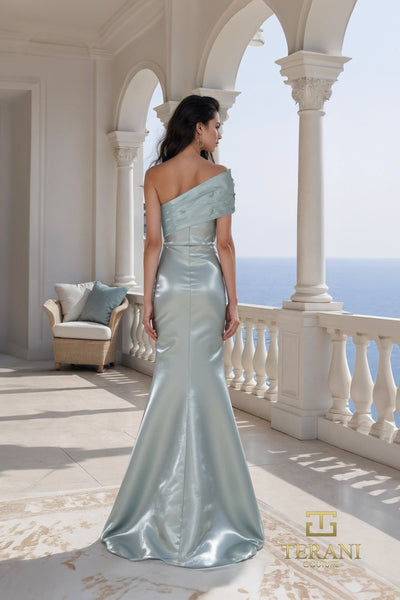 Asymmetric One-Shoulder Shimmer Fit & Flare Gown - 261E6227