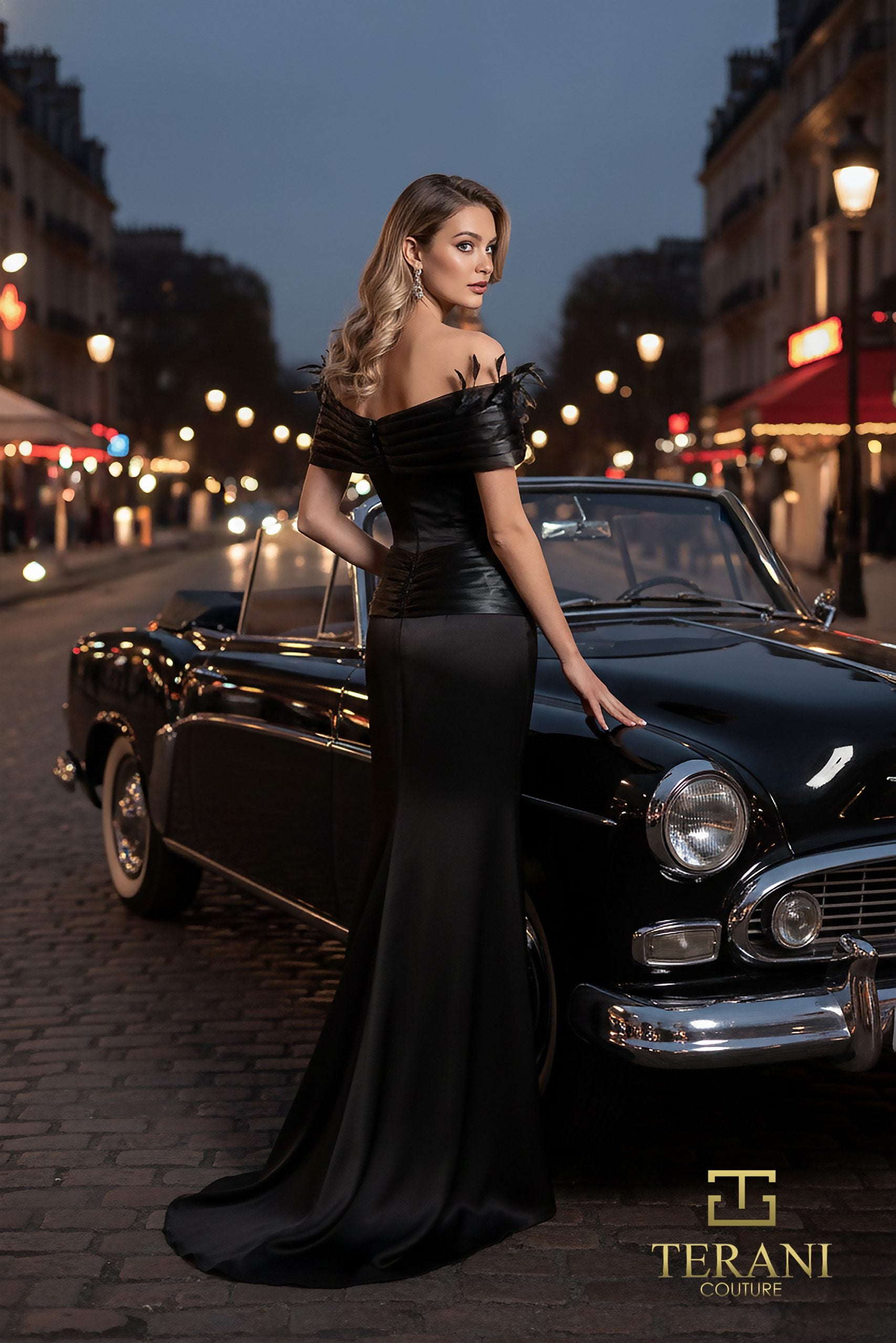 Off-Shoulder Crepe Back Satin Mermaid Gown - 261E6235