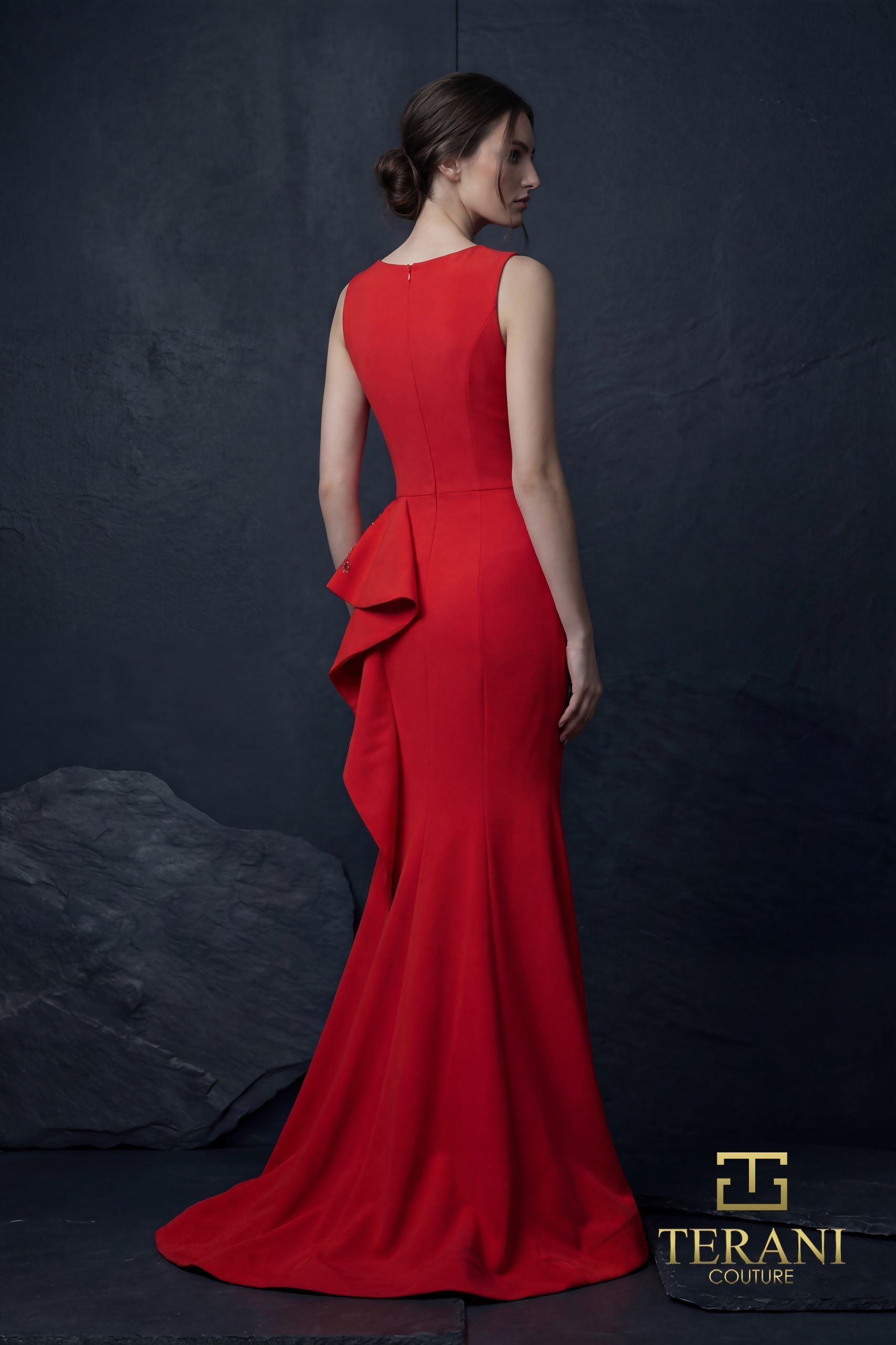 Round Bateau Crepe Mermaid Gown - 261E6750