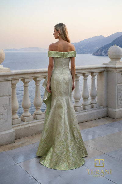 Off-Shoulder Jacquard Column Gown - 261M6451
