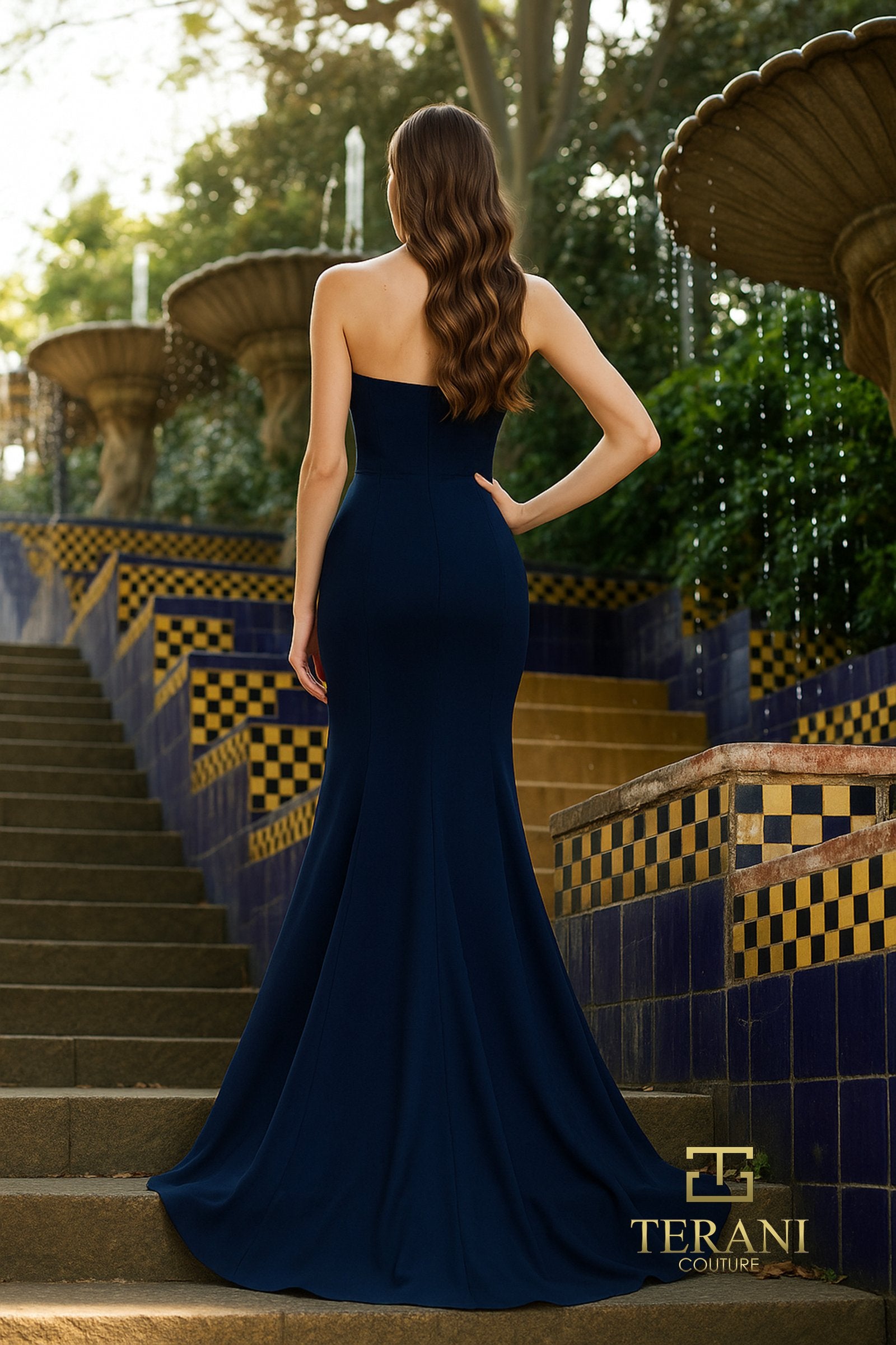 Low V-Neck Mikado Mermaid Gown with Slit - 261P6624