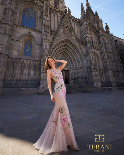 Scoop Neck Tulle & Embroidered Mermaid Gown - 261P6677