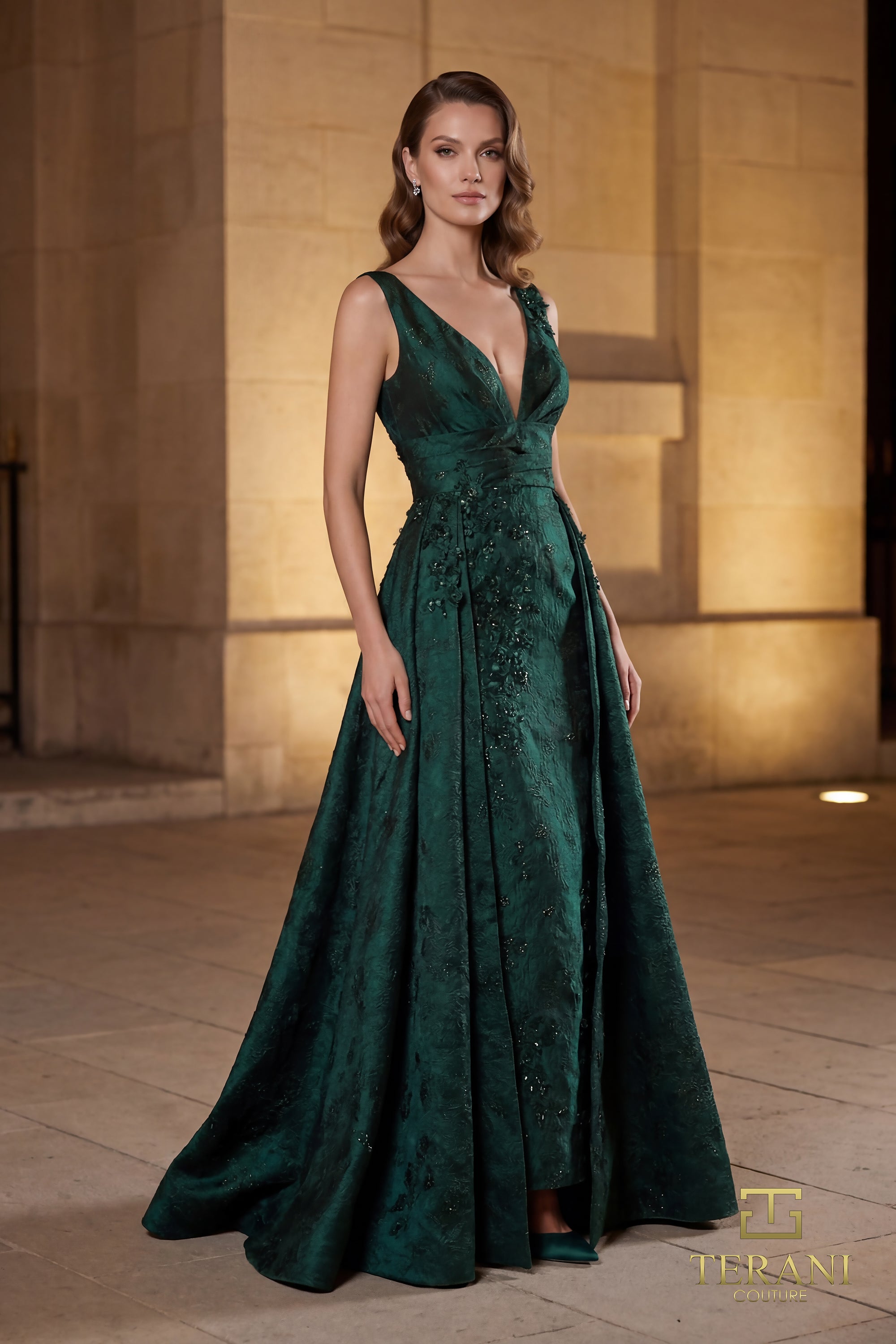 V-Neck Long Evening Dress - 262E7138