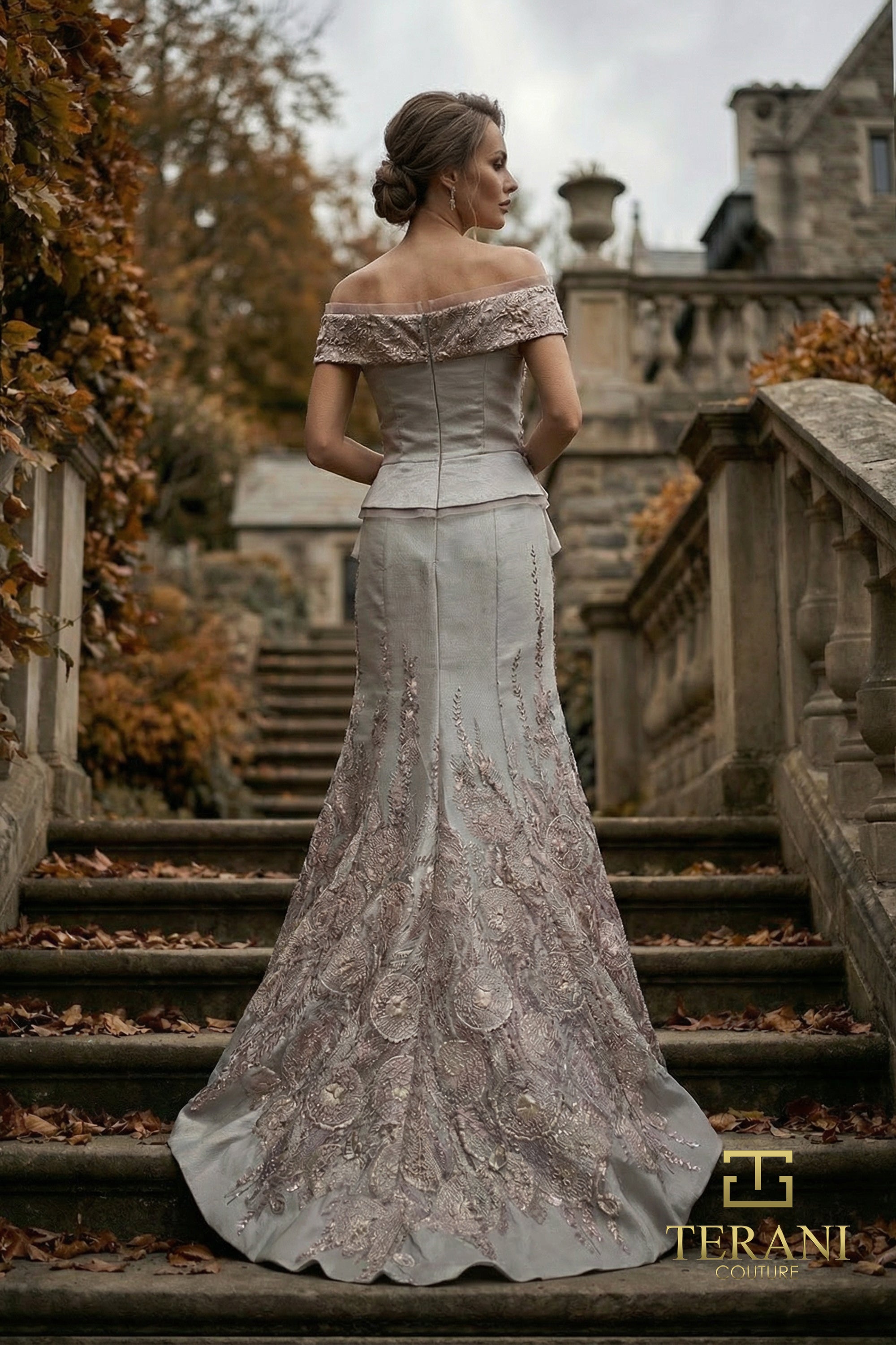 Off-Shoulder Long Mother of the Bride Dress - 262M7268