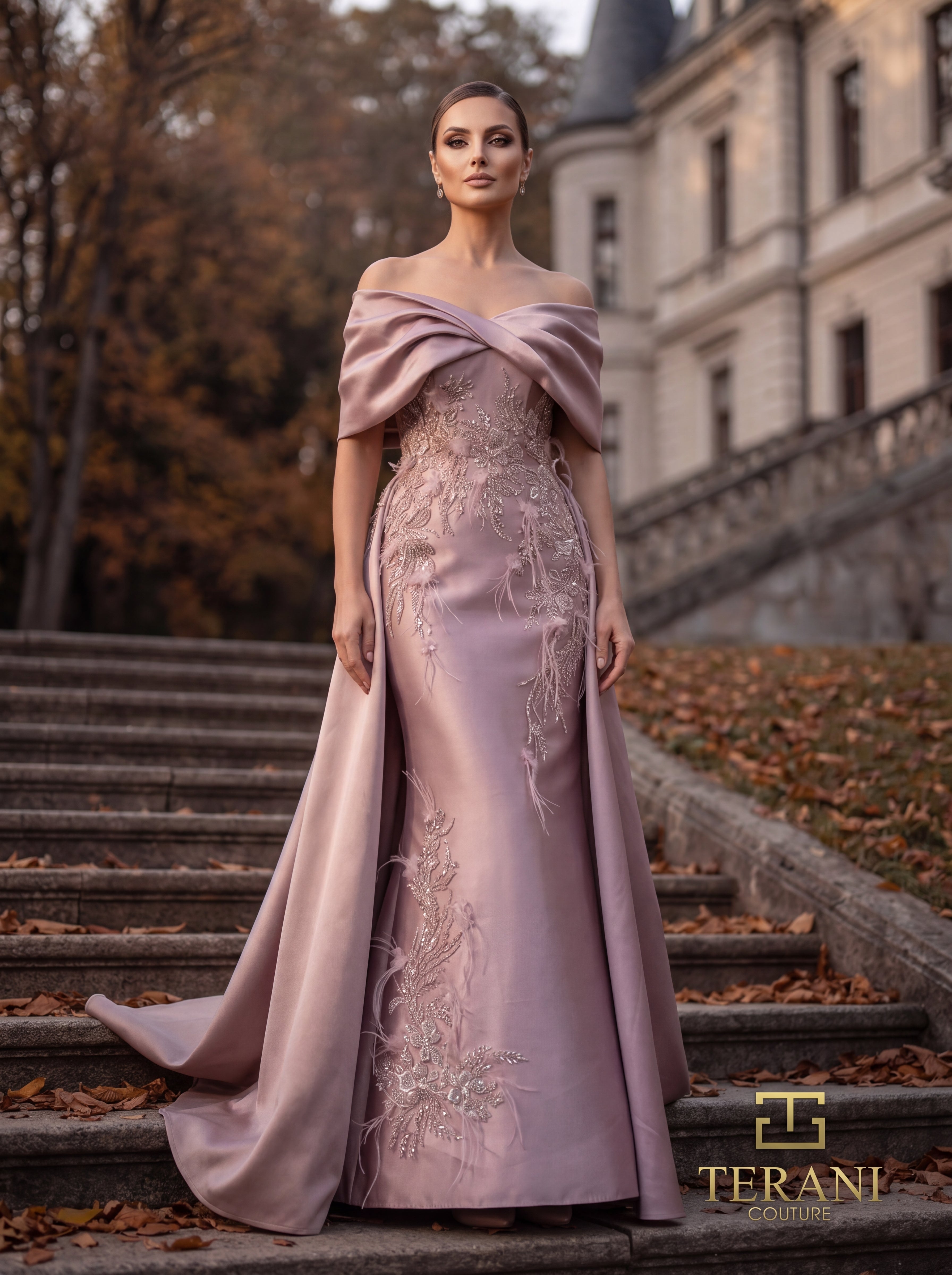 Off-Shoulder Long Mother of the Bride Dress - 262M7271