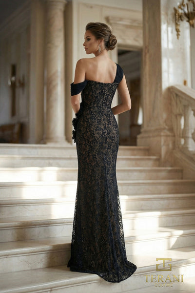 One-Shoulder Long Evening Sheath Gown - 262E7112