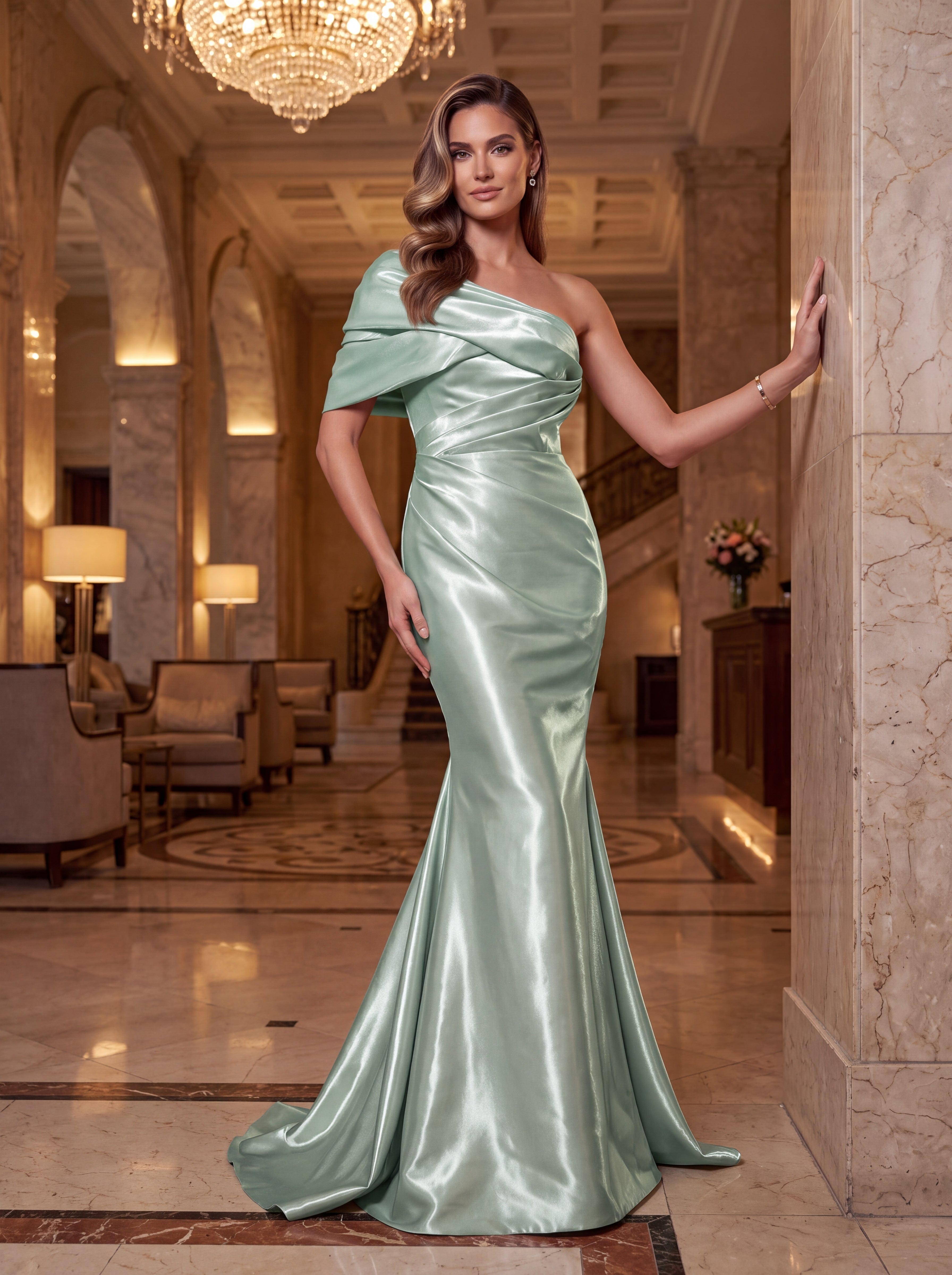 One-Shoulder Long Evening Dress - 262E7119