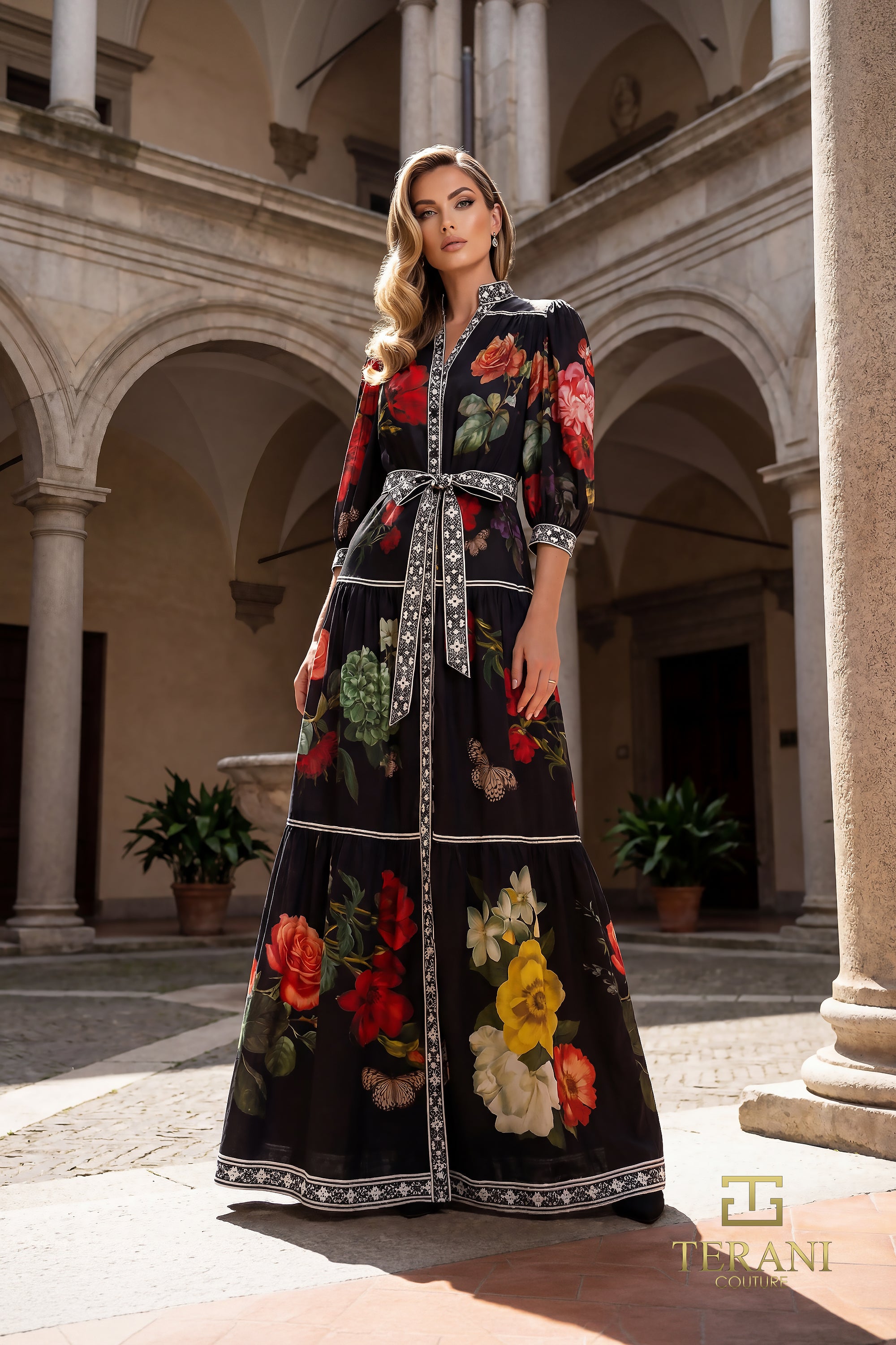 V-Neck Long Evening Dress - 262E7508