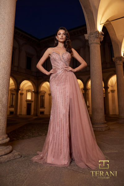 V-Neck Long Pageant Sheath Gown - 262GL7515
