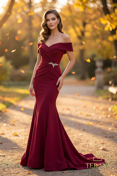 Off-Shoulder Long Mother of the Bride Dress - 262M7251