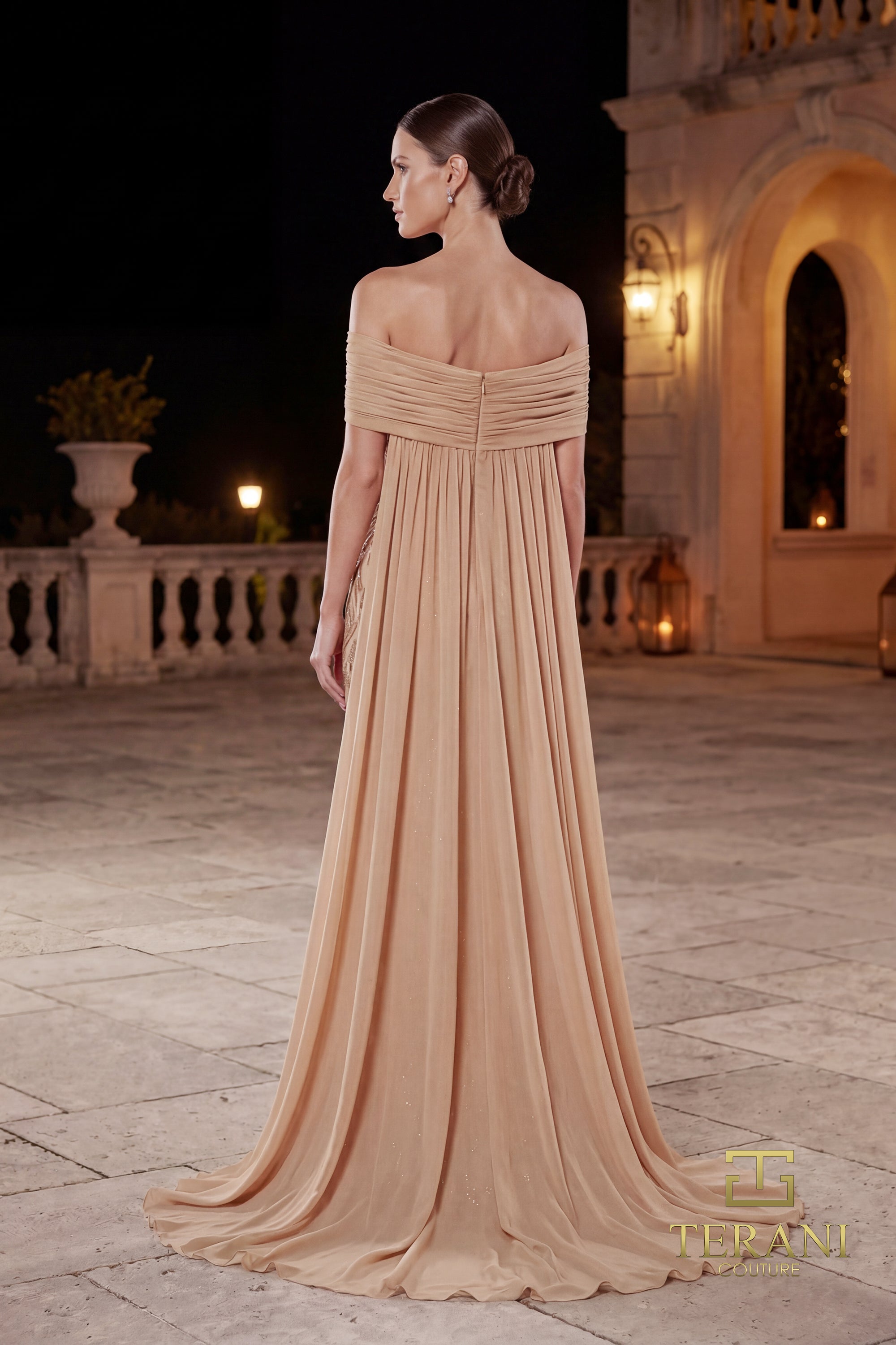 Off-Shoulder Long Mother of the Bride Sheath Dress - 262M7264