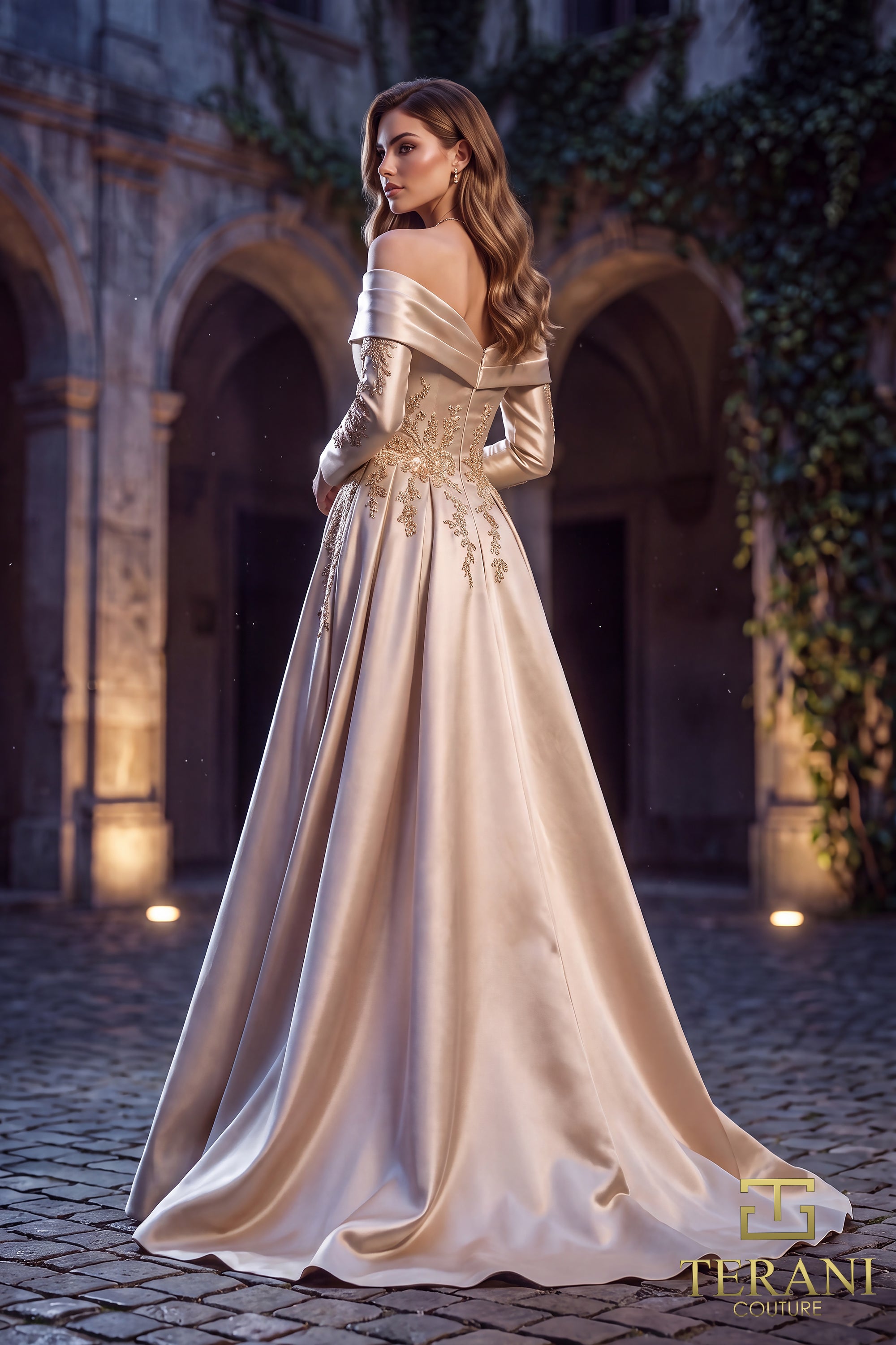 Off-Shoulder Long Mother of the Bride Sheath Dress - 262M7315